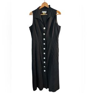 Coldwater Creek Linen Blend Maxi Mother of Pearl Button Front Dress Sz 16 EUC